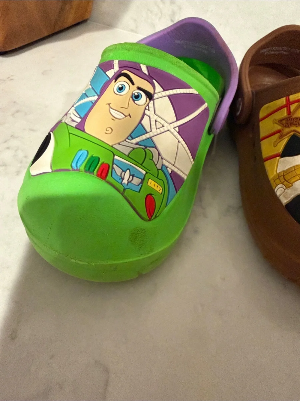 Kids Buzz Lightyear and Woody Slip-On Clogs - Green & Brown